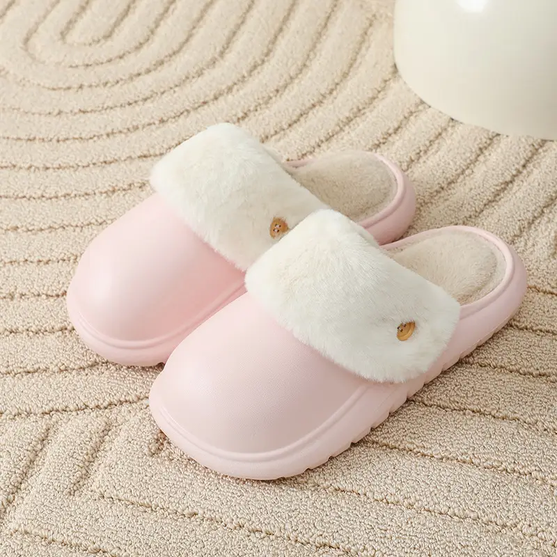 Removable and Washable Comfortable Cotton Slippers for Women, Winter Indoor Home Non-Slip Waterproof Warm Thick-Soled Plush Slippers for Men - Image 4