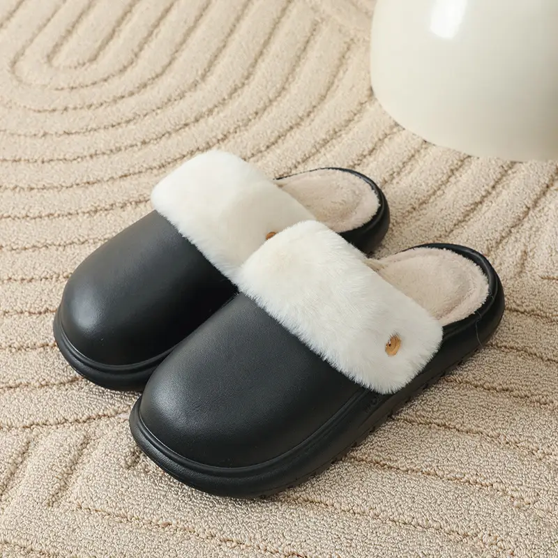 Removable and Washable Comfortable Cotton Slippers for Women, Winter Indoor Home Non-Slip Waterproof Warm Thick-Soled Plush Slippers for Men - Image 6
