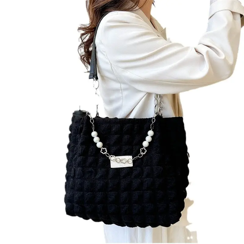 White Pleated Shoulder Bag for Women Large Capacity Summer 2026 - Image 9