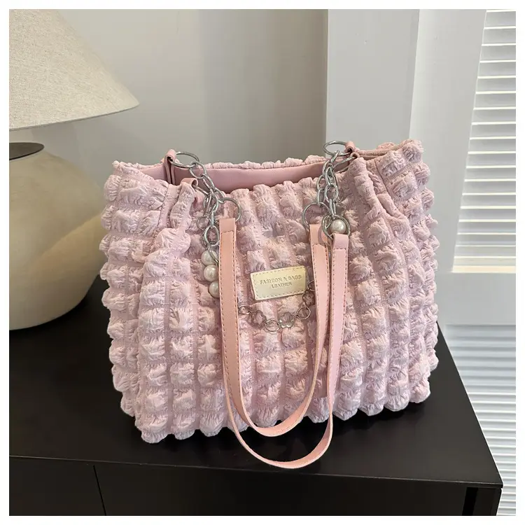 White Pleated Shoulder Bag for Women Large Capacity Summer 2026 - Image 2
