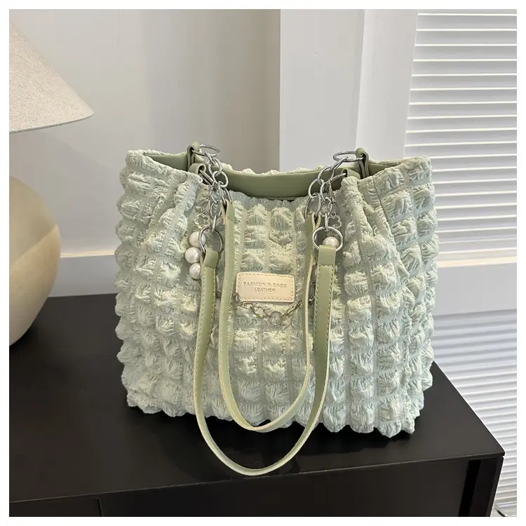 White Pleated Shoulder Bag for Women Large Capacity Summer 2026 - Image 3