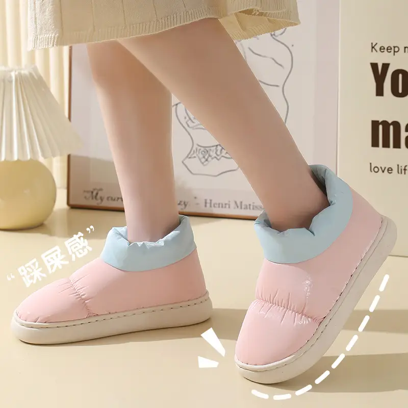 Fleece Lined Baby Slippers Pink Blue Winter Warm - Image 5