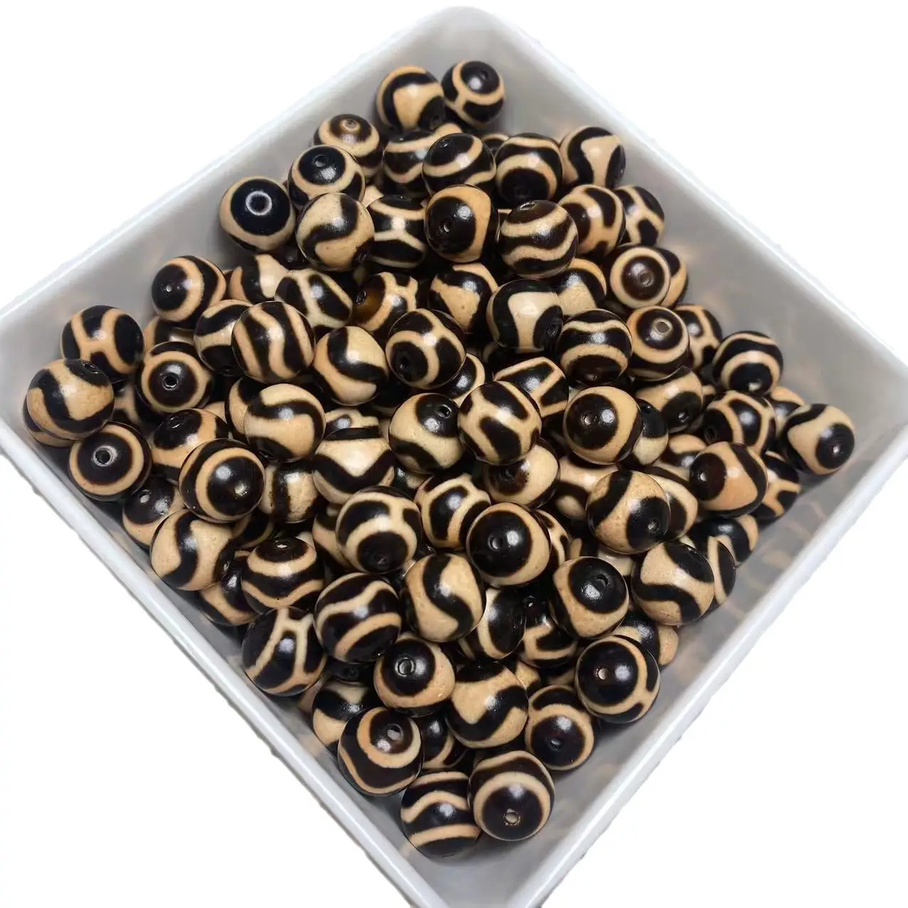 10mm Round Beads Tiger Teeth Tortoise Shell Water Ripple - Image 4