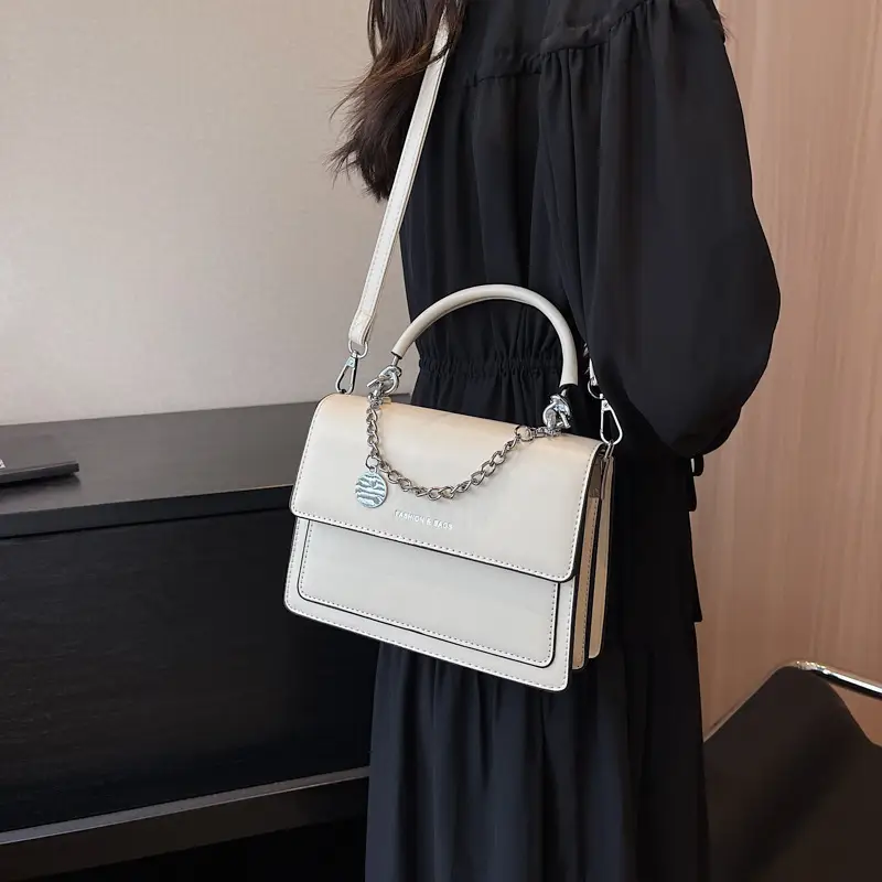Women's Brown Leather Chain Crossbody Bag 2023 - Image 5