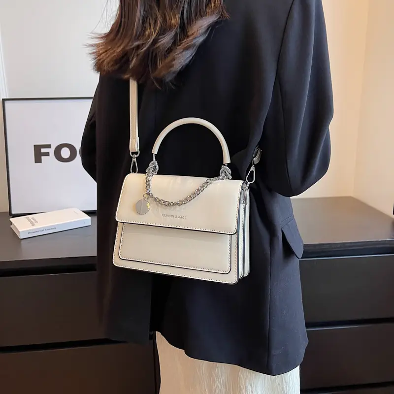 Women's Brown Leather Chain Crossbody Bag 2023 - Image 7