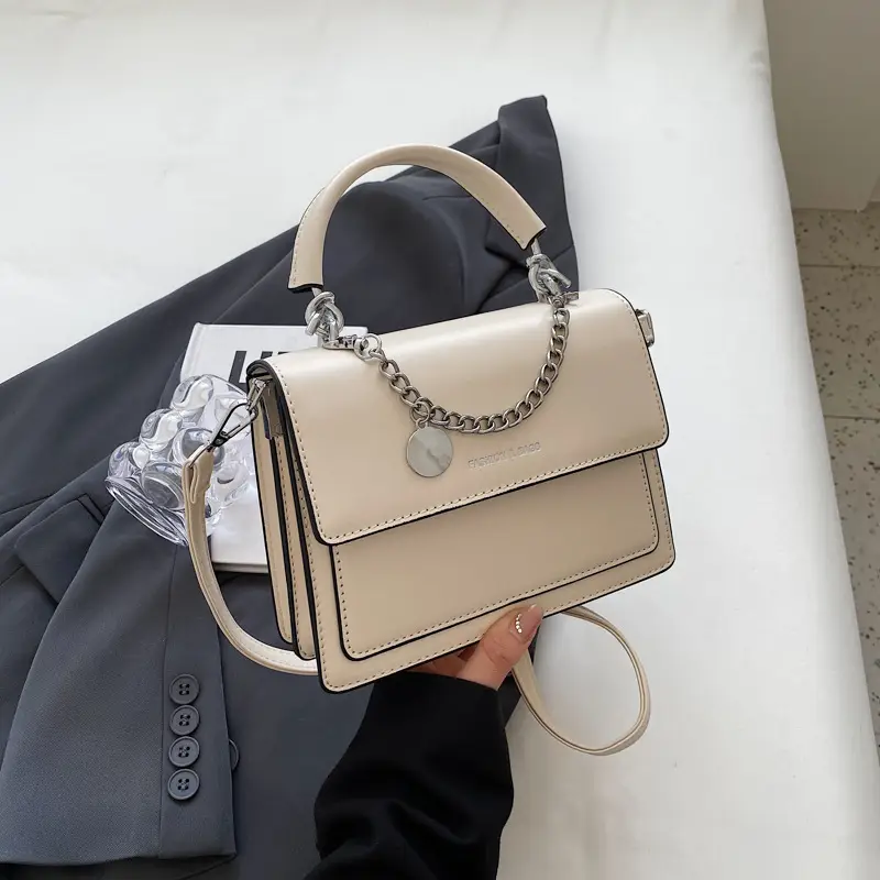 Women's Brown Leather Chain Crossbody Bag 2023 - Image 2