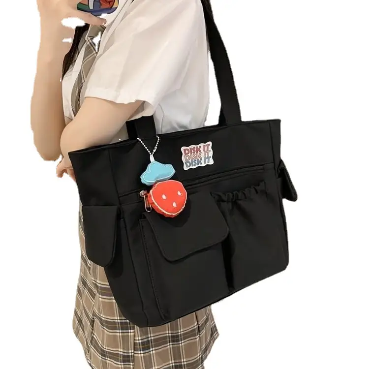 Women's Light Blue Shoulder Bag with Keychain - Image 9