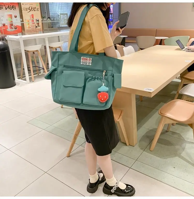 Women's Light Blue Shoulder Bag with Keychain — feature 13