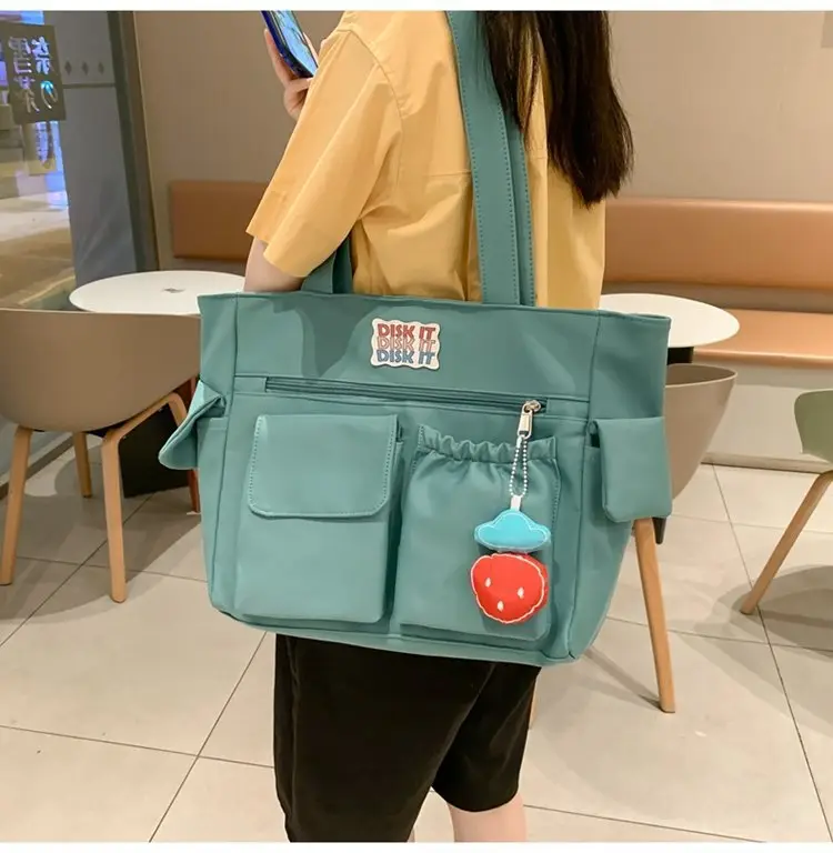 Women's Light Blue Shoulder Bag with Keychain — feature 14