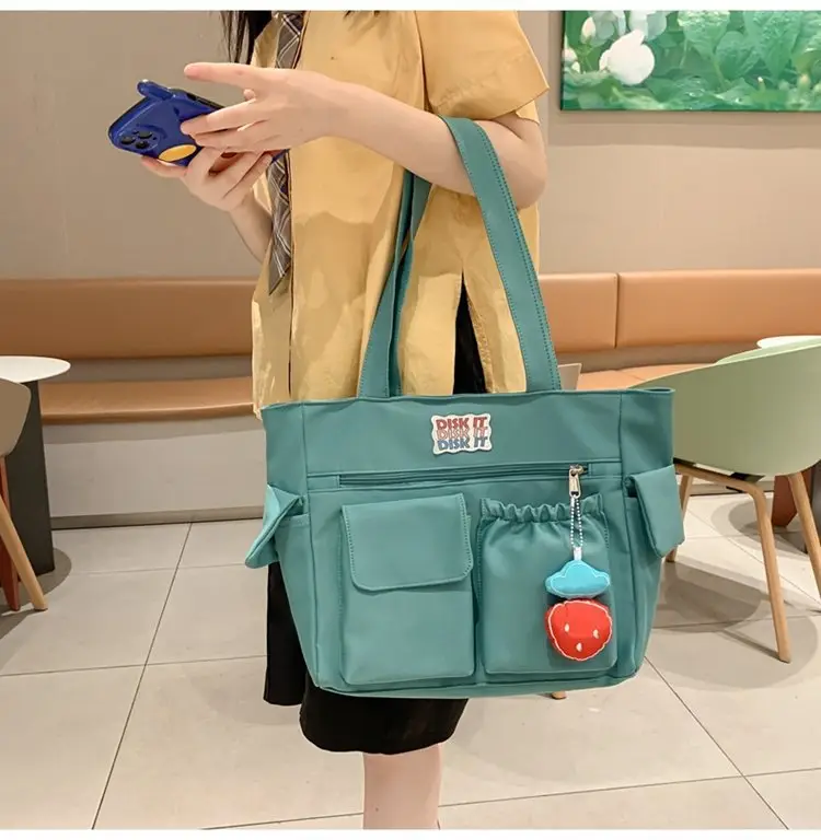 Women's Light Blue Shoulder Bag with Keychain — feature 15