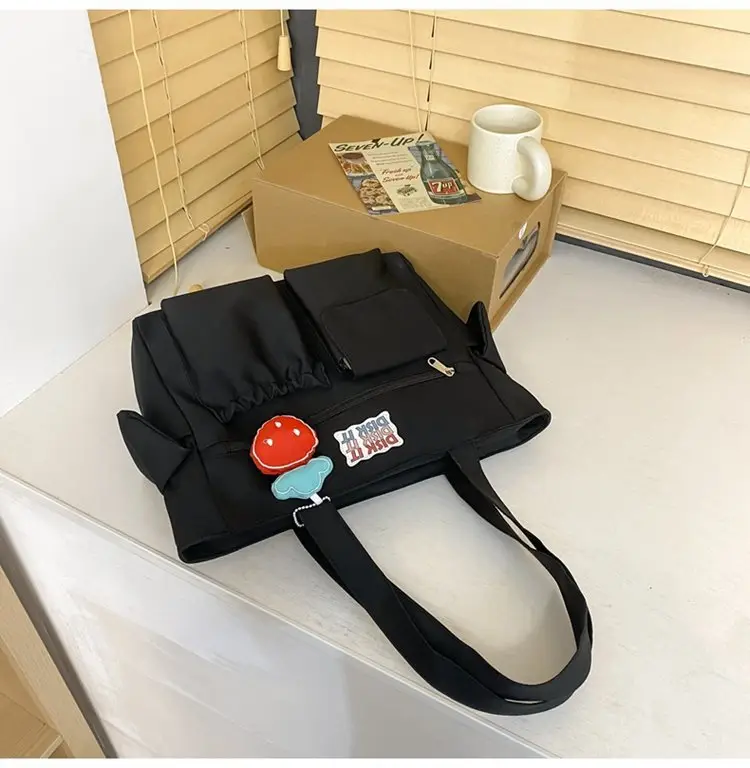 Women's Light Blue Shoulder Bag with Keychain — feature 24
