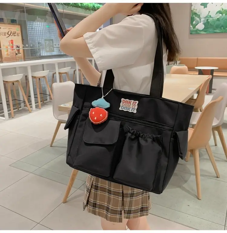 Women's Light Blue Shoulder Bag with Keychain — feature 5