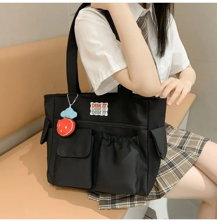 Women's Light Blue Shoulder Bag with Keychain — feature 6