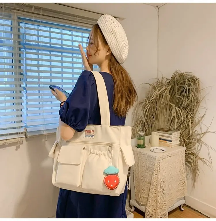 Women's Light Blue Shoulder Bag with Keychain — feature 7