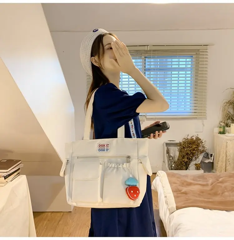 Women's Light Blue Shoulder Bag with Keychain — feature 9