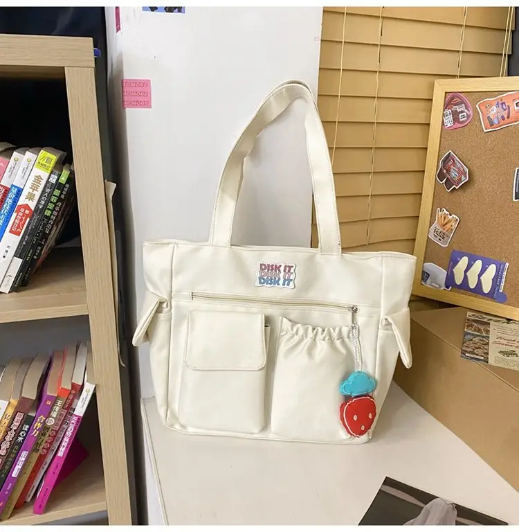 Women's Light Blue Shoulder Bag with Keychain