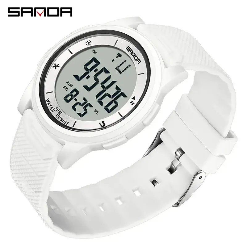 Sanda Digital Watch Black LED Display Men Women