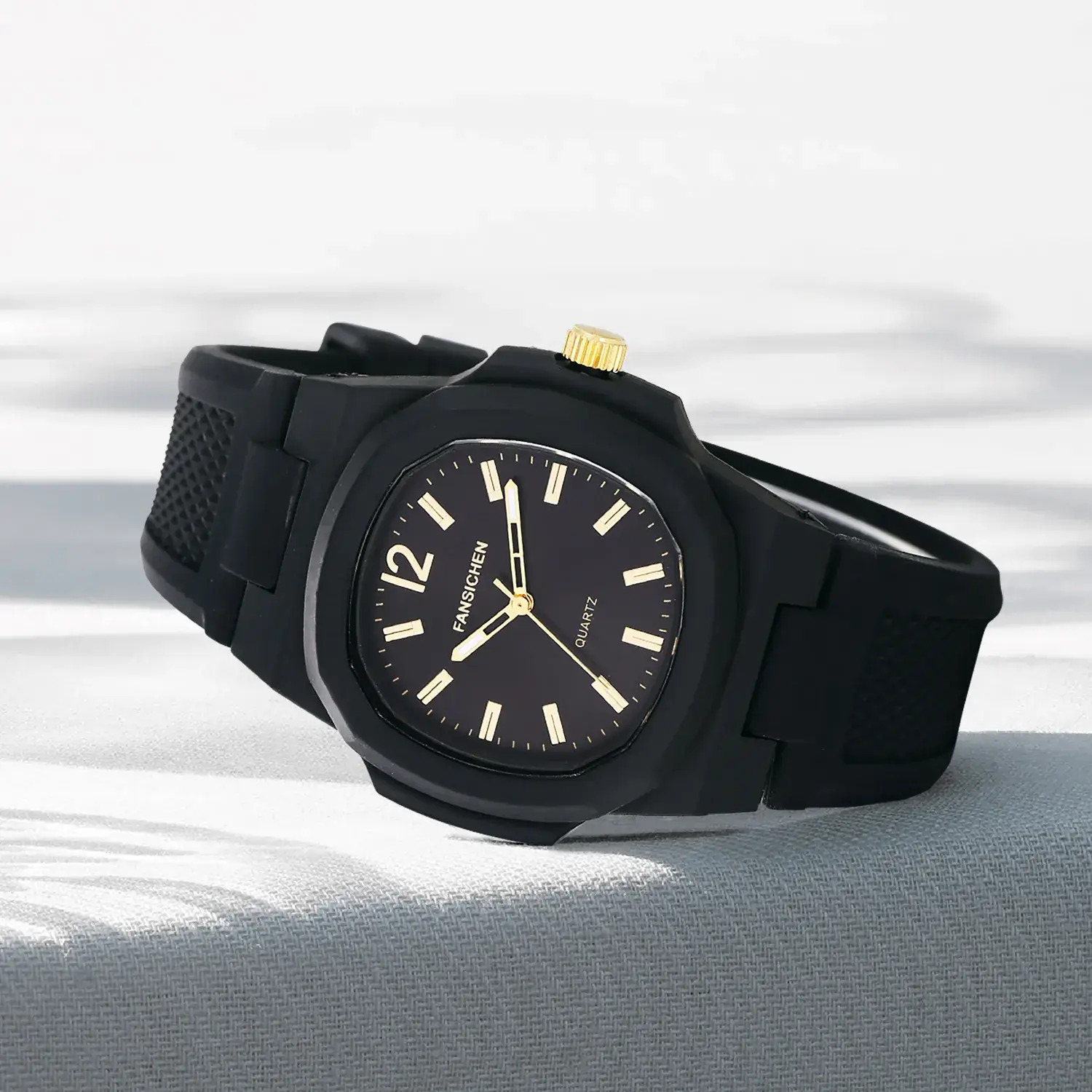 Men's Quartz Watch Black Silicone 38mm Fashion Casual - Image 4