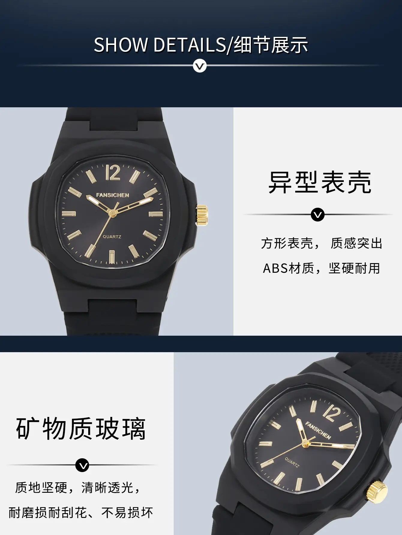 Men's Quartz Watch Black Silicone 38mm Fashion Casual — feature 4