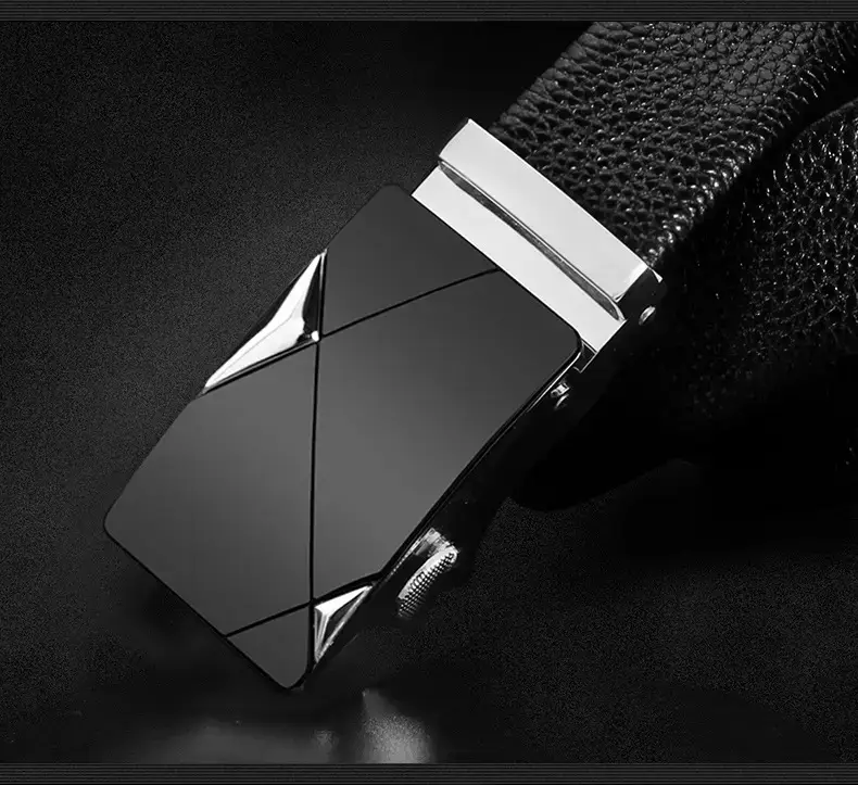 Men's Black Leather Belt with Gold Buckle โ feature 17