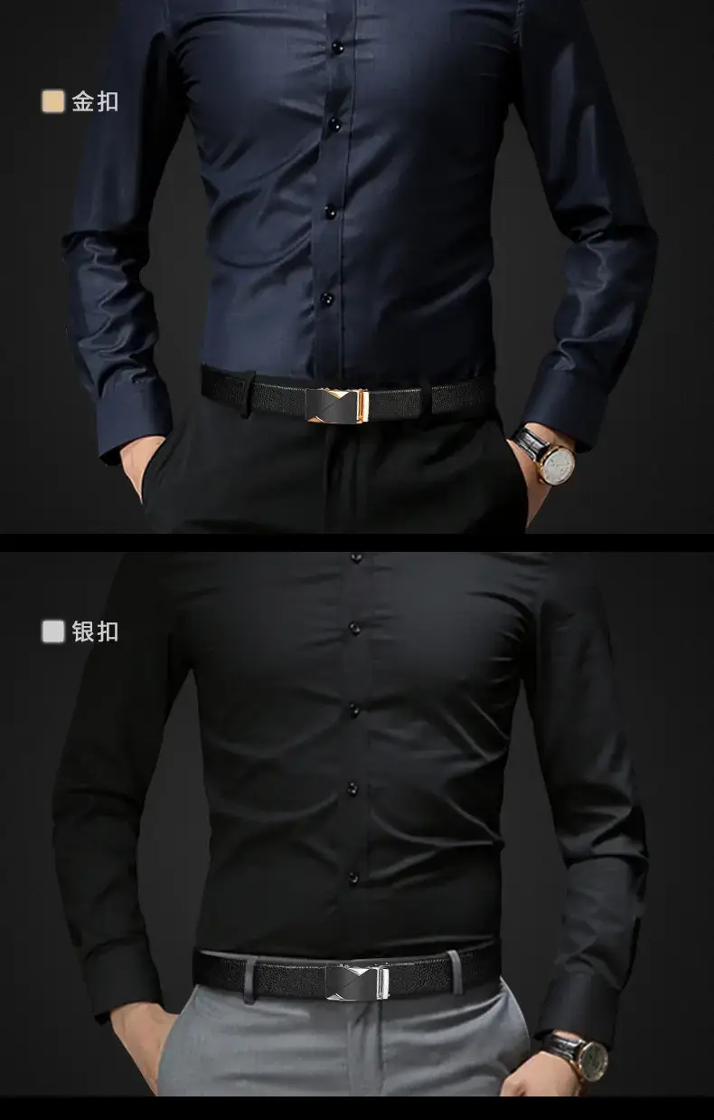 Men's Black Leather Belt with Gold Buckle โ feature 4
