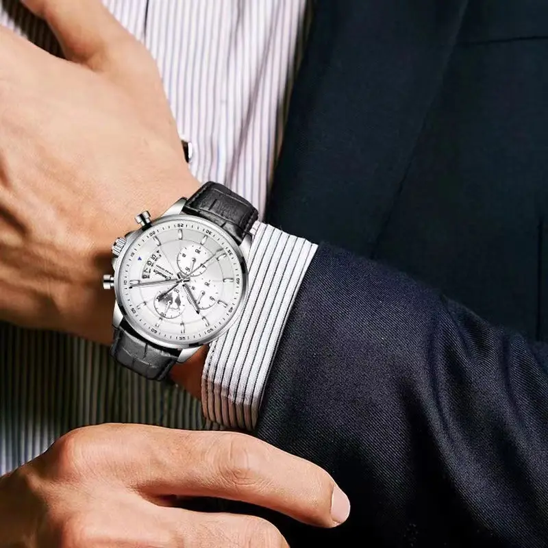 Men's Luxury Chronograph Watch with Luminous Dial & Black Strap — feature 13