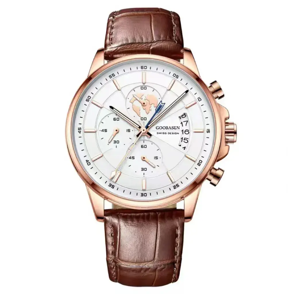 Men's Luxury Chronograph Watch with Luminous Dial & Black Strap - Image 4