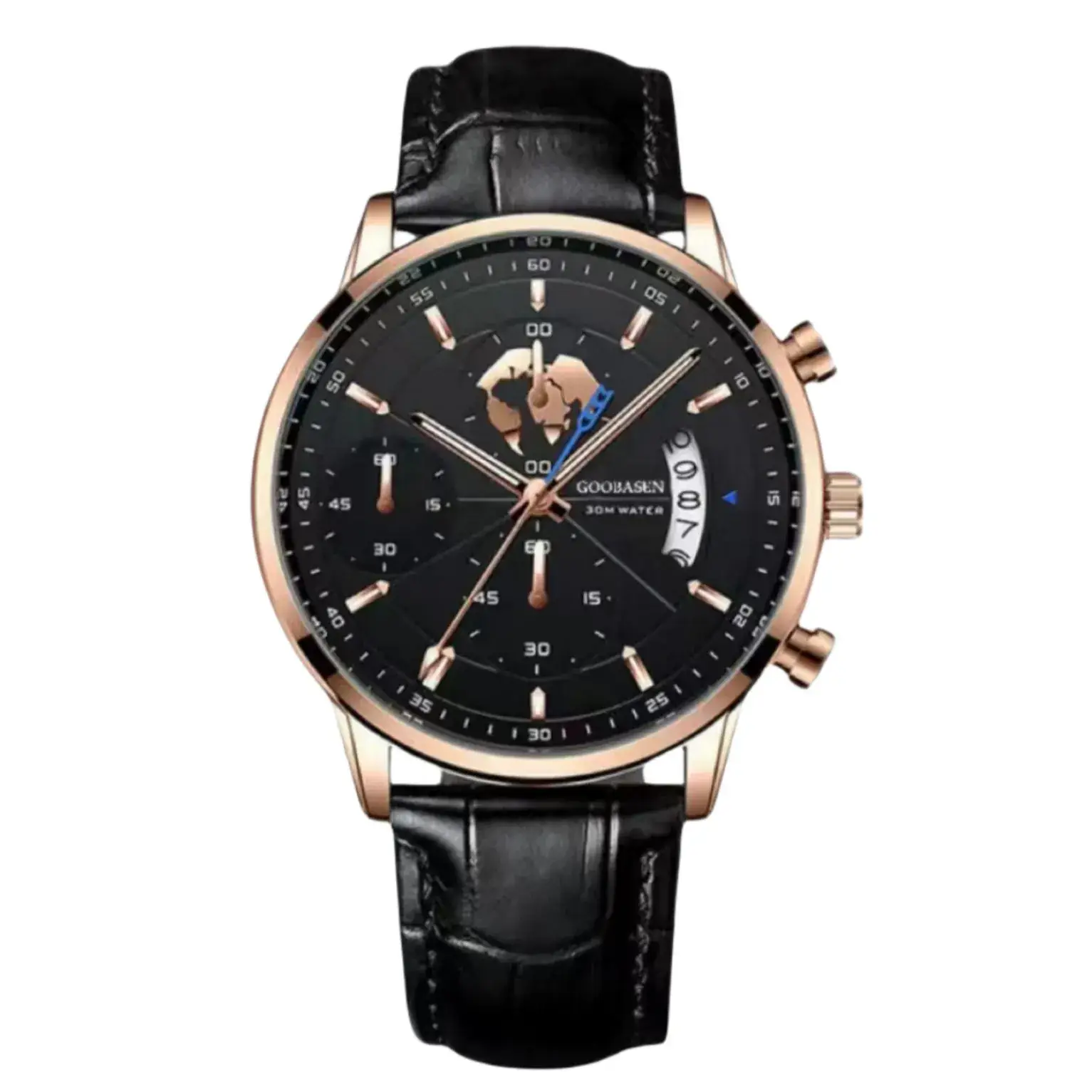 Men's Luxury Chronograph Watch with Luminous Dial & Black Strap - Image 5