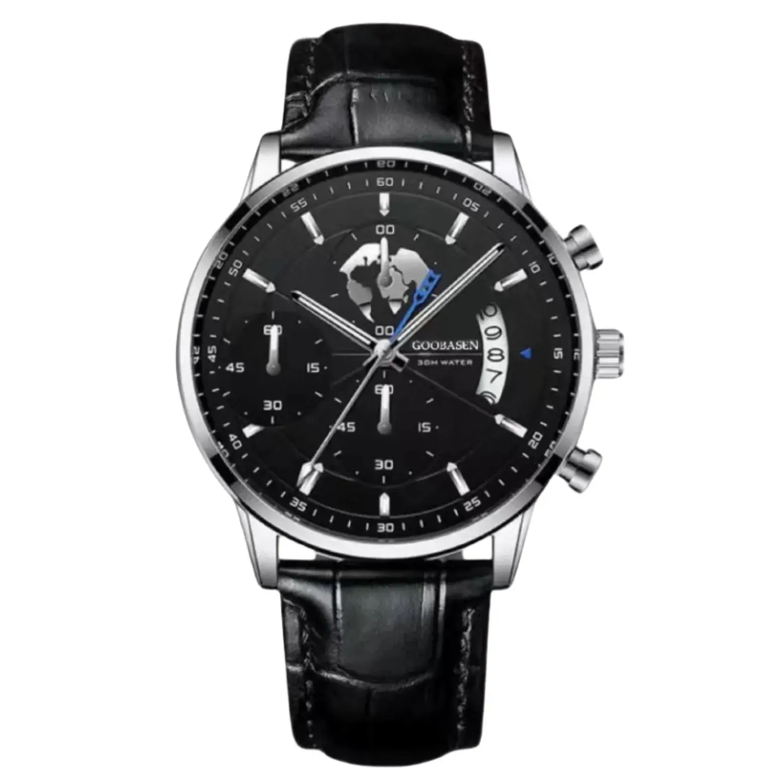 Men's Luxury Chronograph Watch with Luminous Dial & Black Strap - Image 6