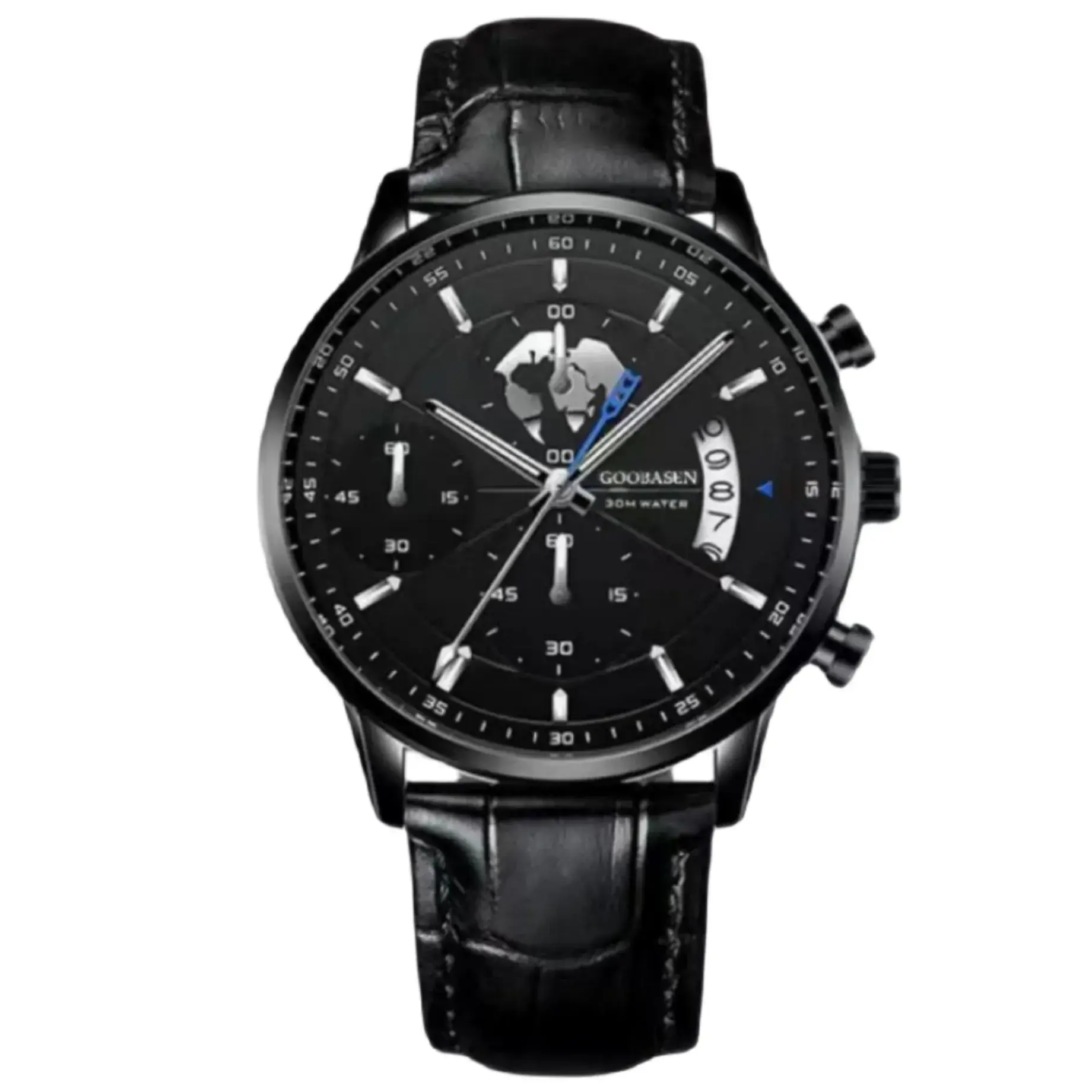 Men's Luxury Chronograph Watch with Luminous Dial & Black Strap - Image 7