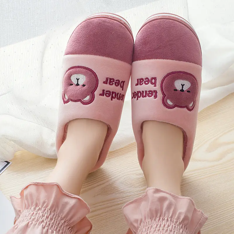 Cotton slippers women's winter popular home couple warm fleece-lined cotton slippers men's thick bottom plus size in stock wholesale - Image 9