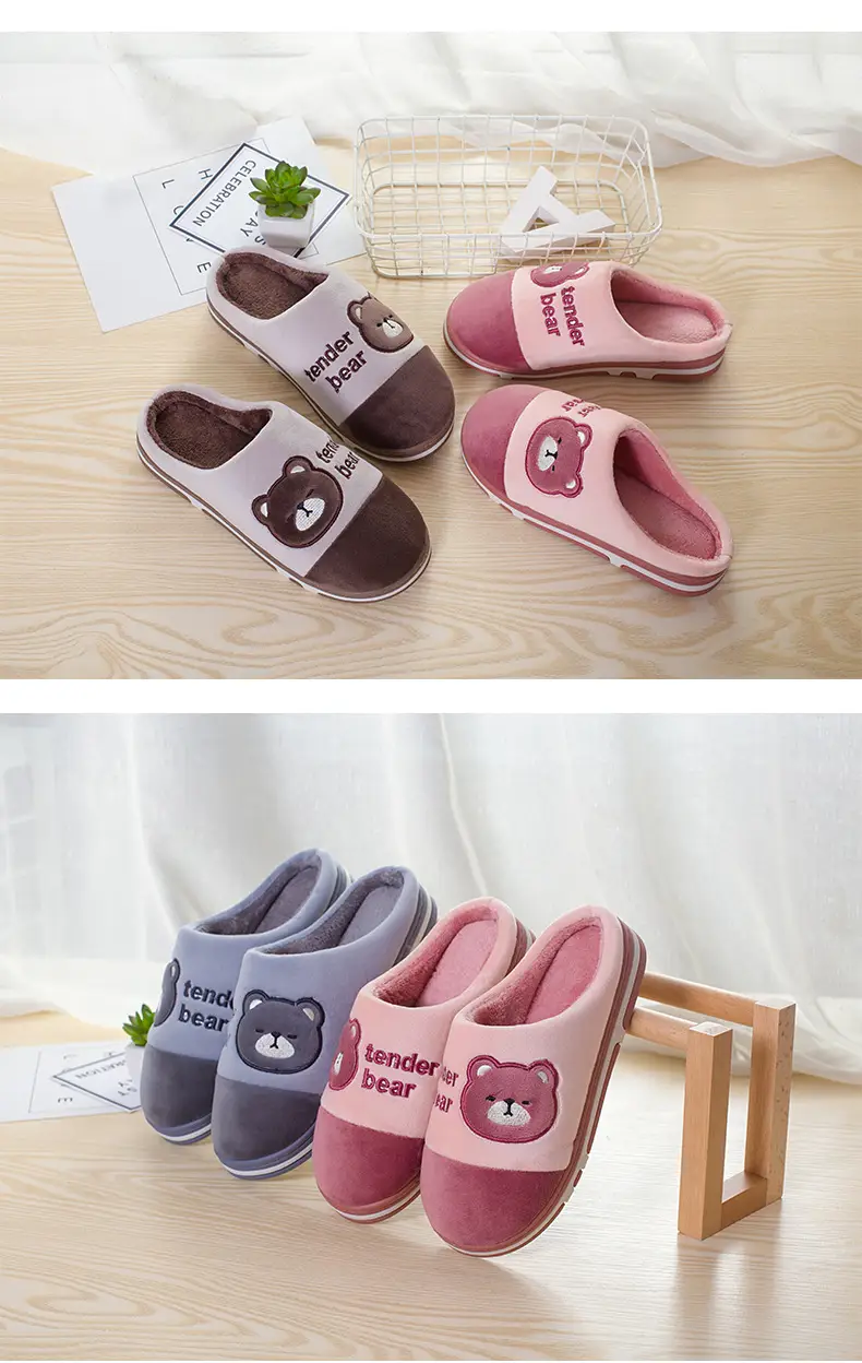 Cotton slippers women's winter popular home couple warm fleece-lined cotton slippers men's thick bottom plus size in stock wholesale — feature 8