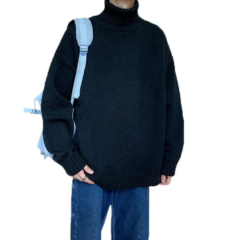 Hong Kong Style High-Neck Sweater for Men Women White Black — feature 7