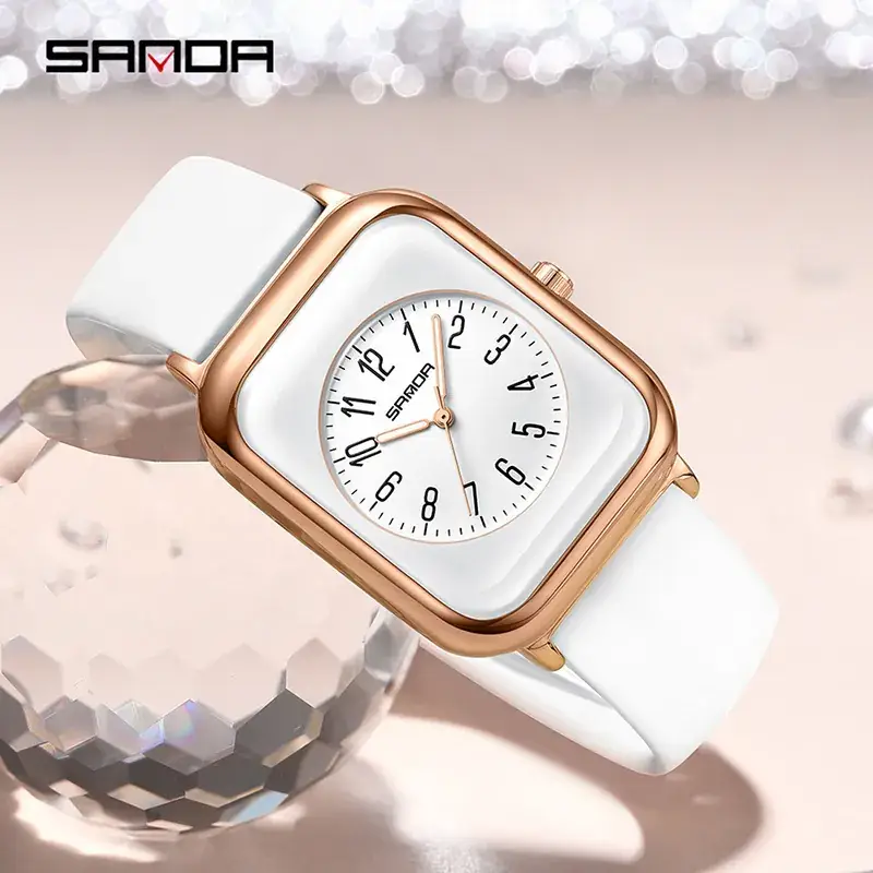 Sanda Quartz Square Watch Rose Gold Black Dial Waterproof Sports Wear - Image 8