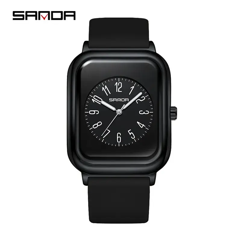 Sanda Quartz Square Watch Rose Gold Black Dial Waterproof Sports Wear - Image 10