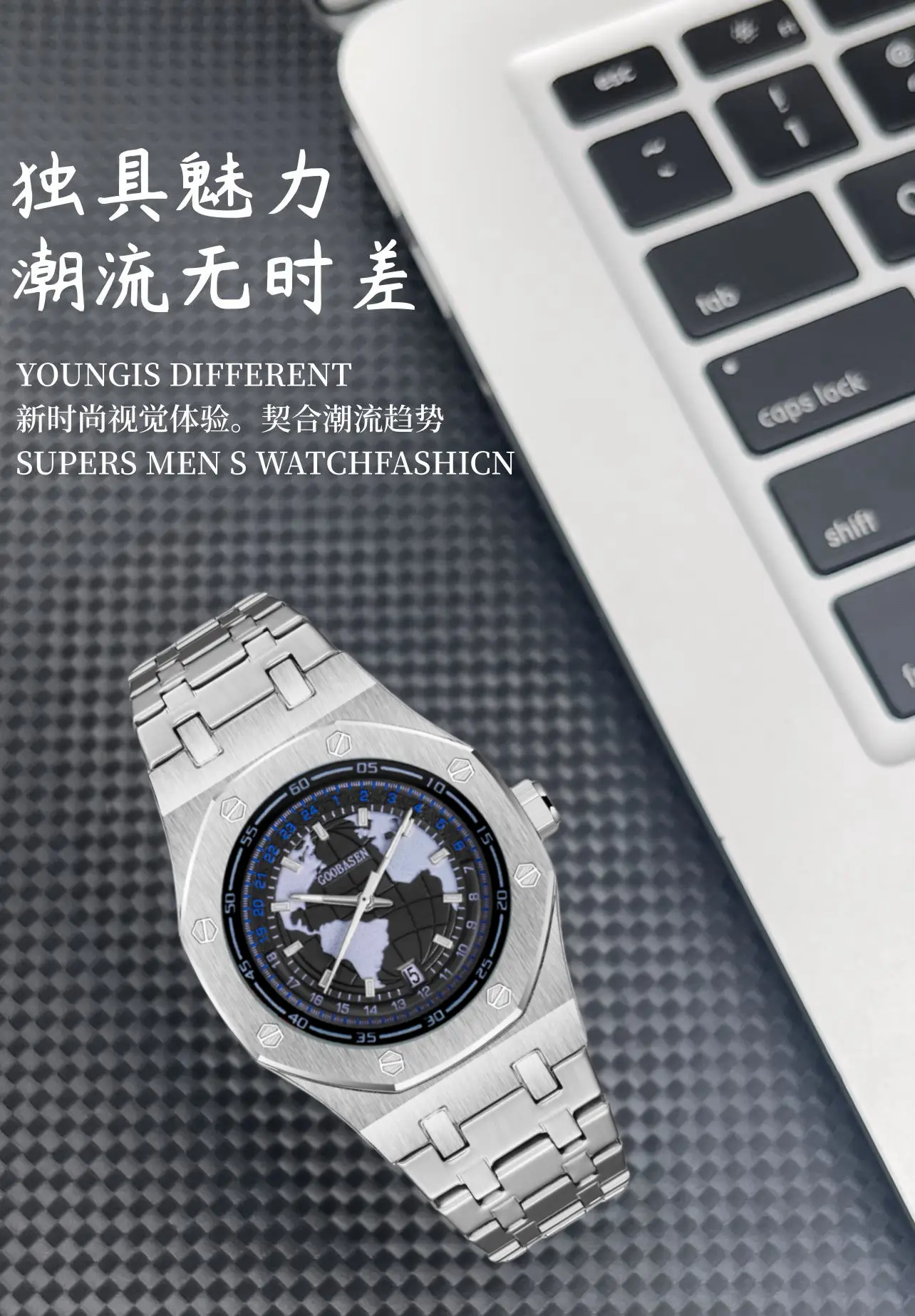 Men's 30m Waterproof Stainless Steel Watch with Calendar & Luminous Dial — feature 2
