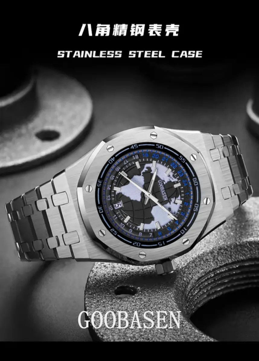 Men's 30m Waterproof Stainless Steel Watch with Calendar & Luminous Dial — feature 4