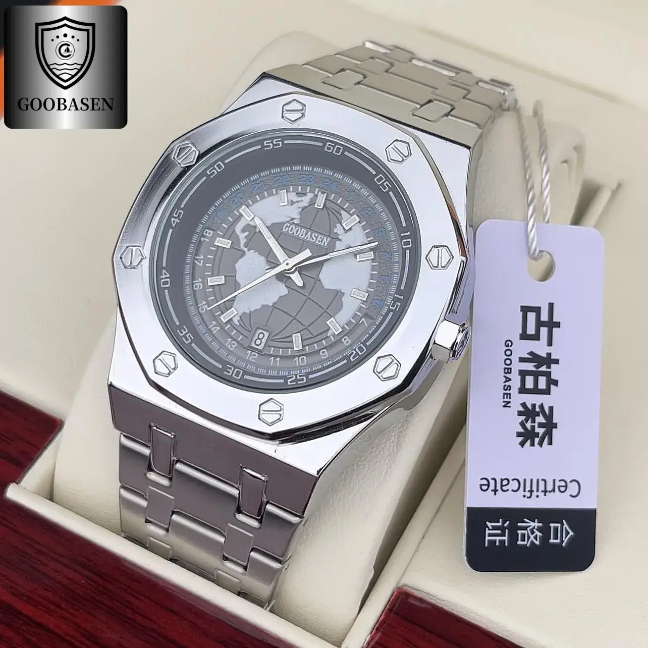 Men's 30m Waterproof Stainless Steel Watch with Calendar & Luminous Dial - Image 2