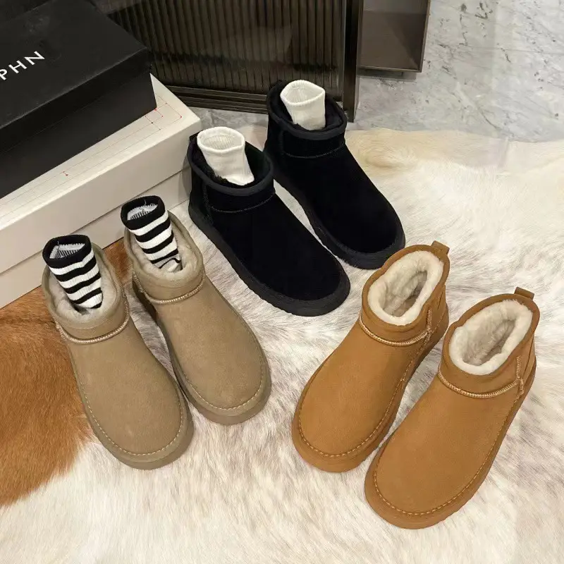 New Winter Snow Boots for Women, Export Flats-Soled Short-Tube Northeastern Cotton Shoes, Velvet Thickeneded Warm Shoes, One-Piece Drop Shipping - Image 5