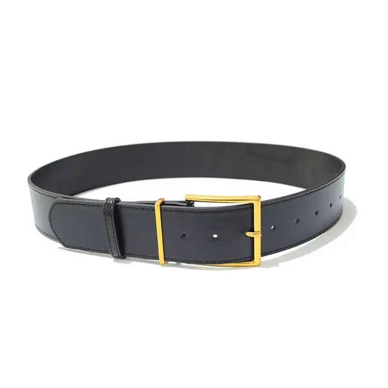 Women's Ultra-wide Imitation Leather Belt Black Brown Big Pin Buckle - Image 8