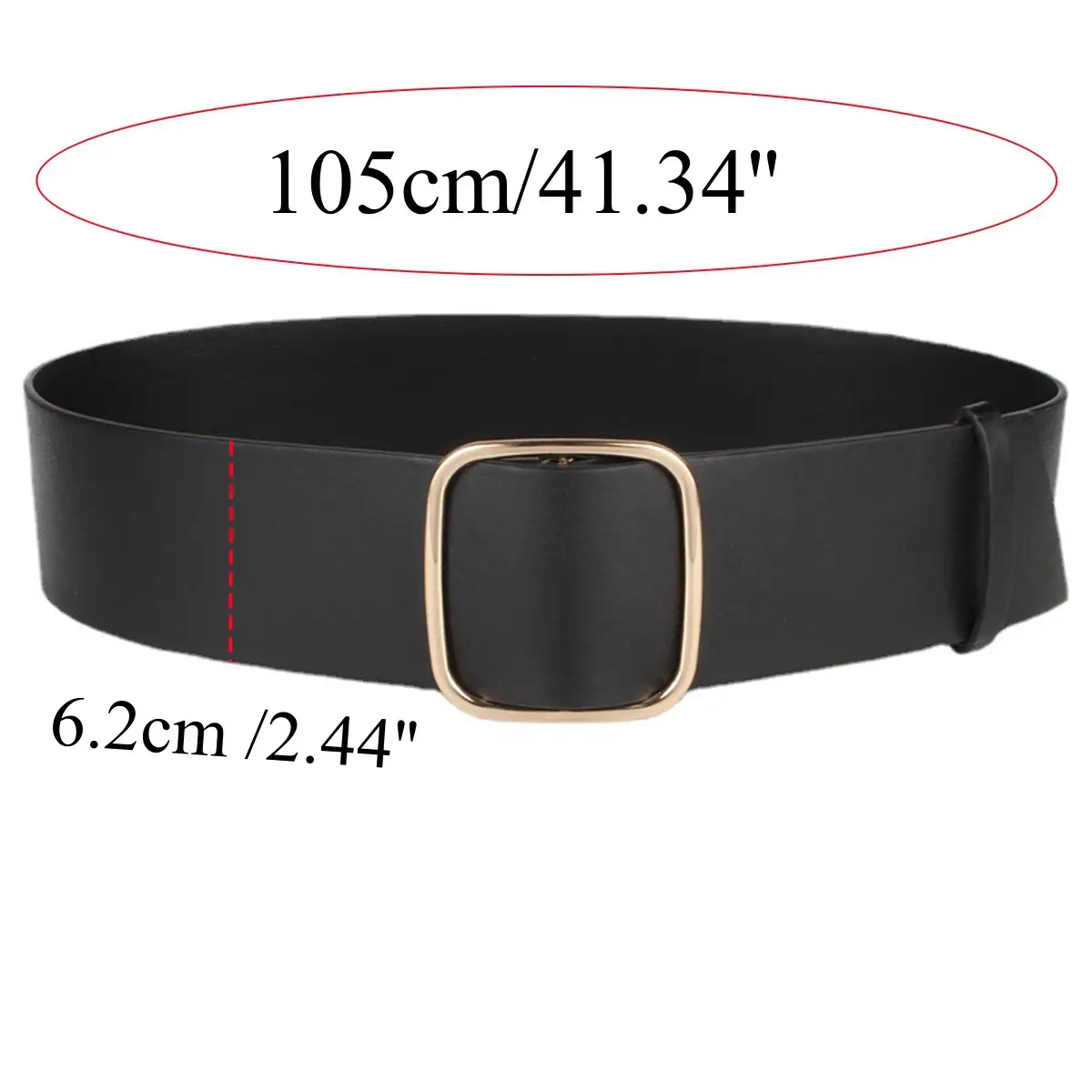Women's Ultra-wide Imitation Leather Belt Black Brown Big Pin Buckle — feature 4