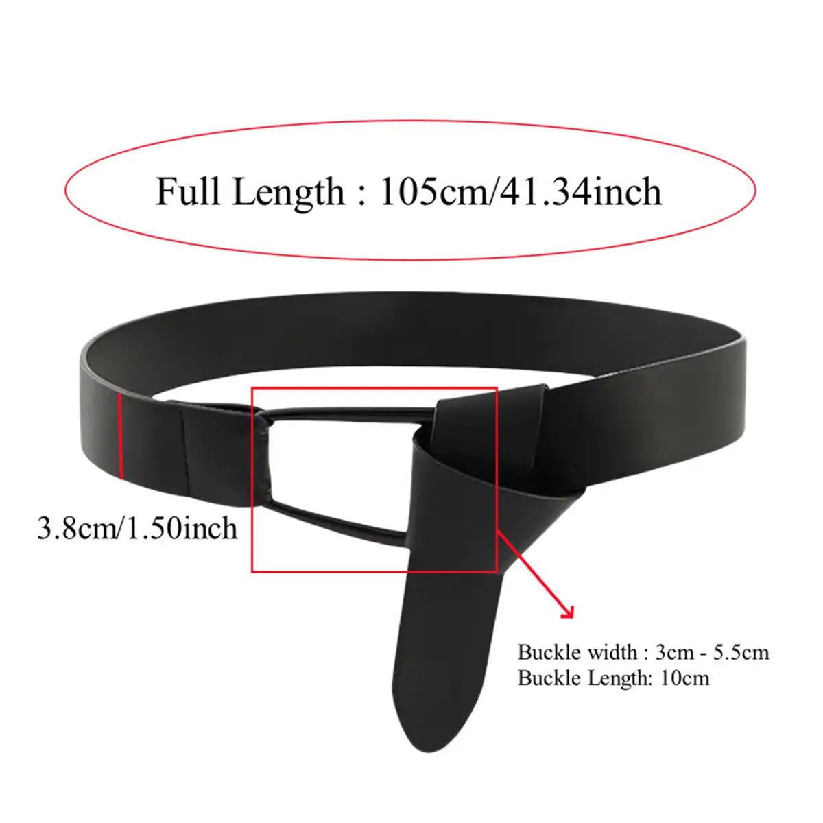 Women's Ultra-wide Imitation Leather Belt Black Brown Big Pin Buckle — feature 8