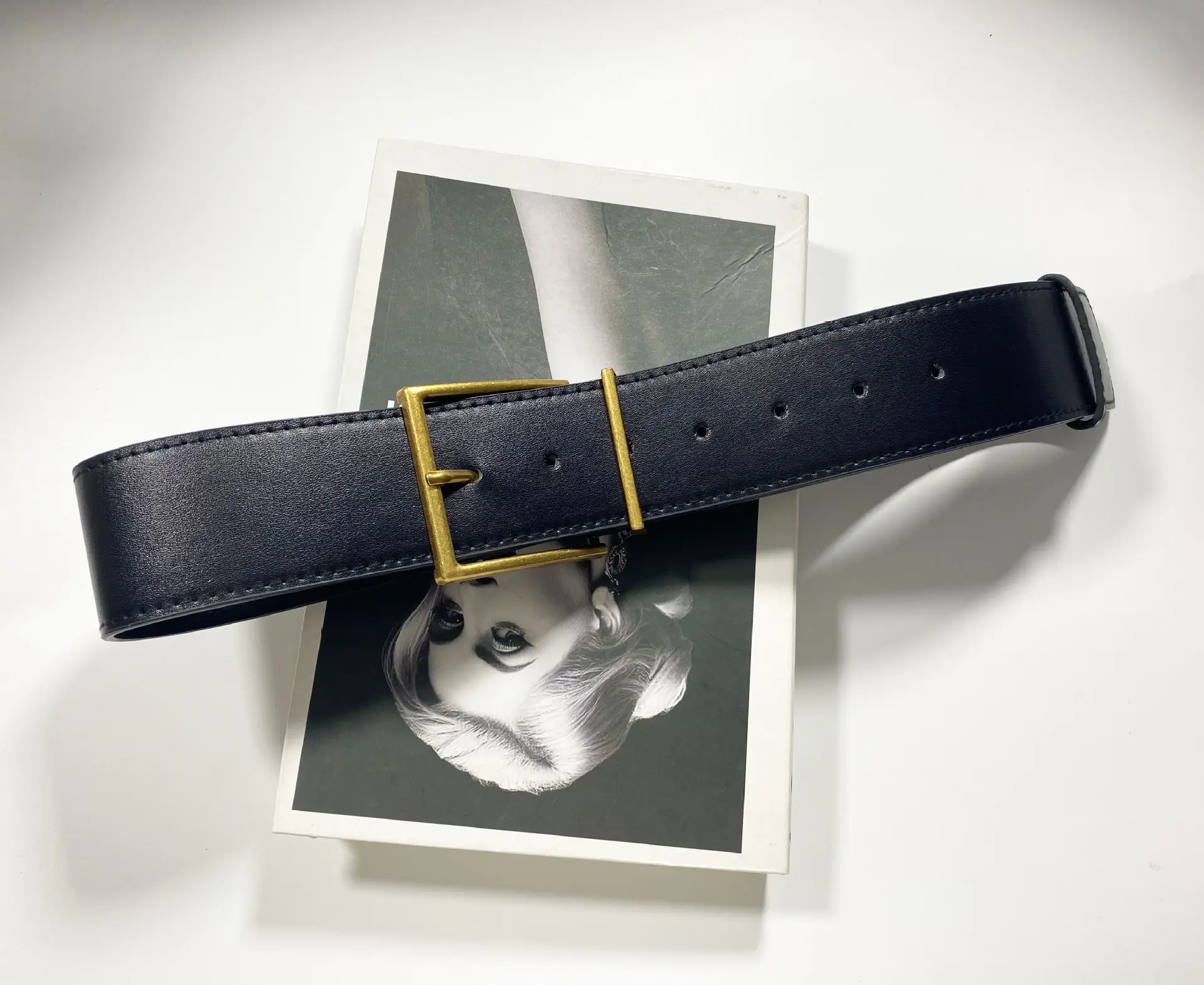 Women's Ultra-wide Imitation Leather Belt Black Brown Big Pin Buckle
