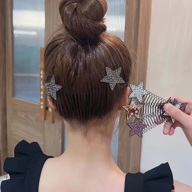 Star-shaped Hair Comb with Rhinestone Accents — feature 3