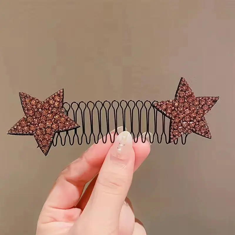 Star-shaped Hair Comb with Rhinestone Accents - Image 3