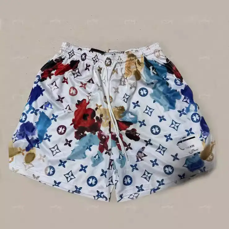 Summer Mesh Casual Shorts for Men Blue Floral Print - Image 22