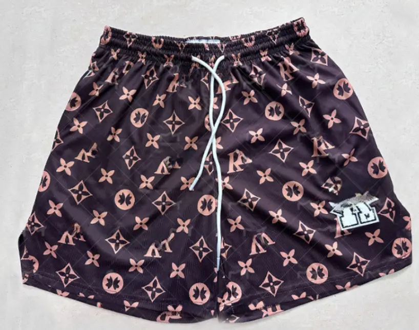 Summer Mesh Casual Shorts for Men Blue Floral Print - Image 18