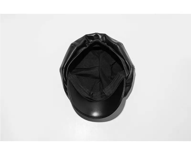 Red Octagonal Puleather Hat for Men Women — feature 5