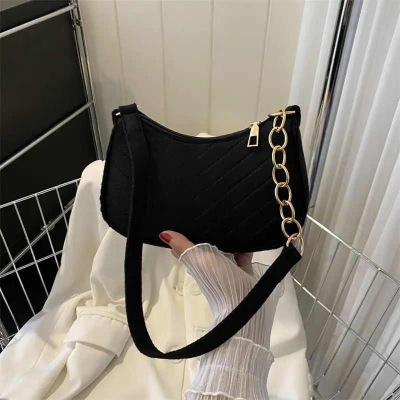 Women's Retro Quilted Shoulder Bag Cream Beige Chain - Image 11
