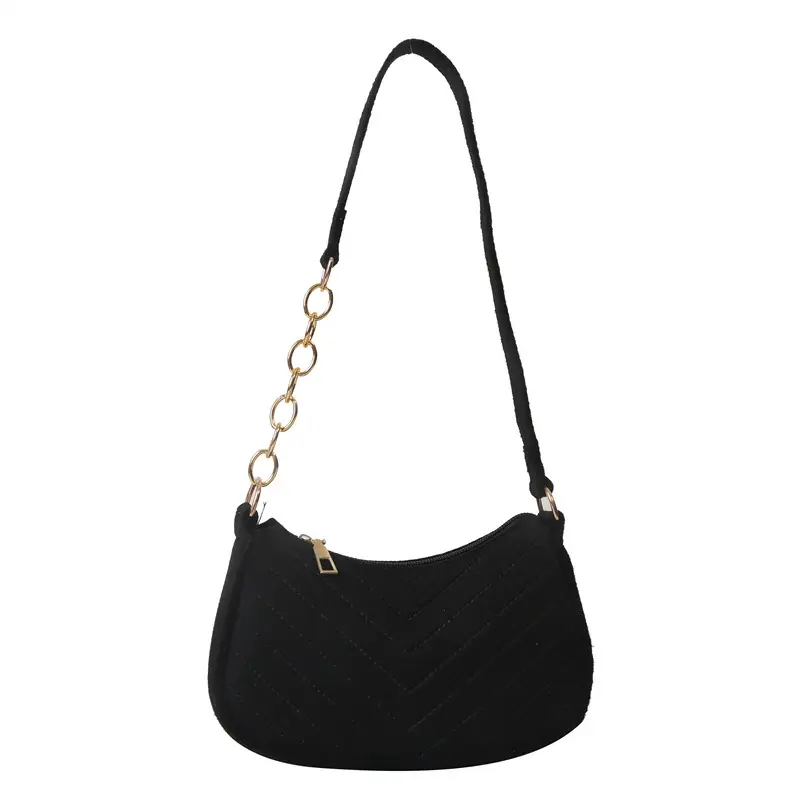 Women's Retro Quilted Shoulder Bag Cream Beige Chain - Image 14
